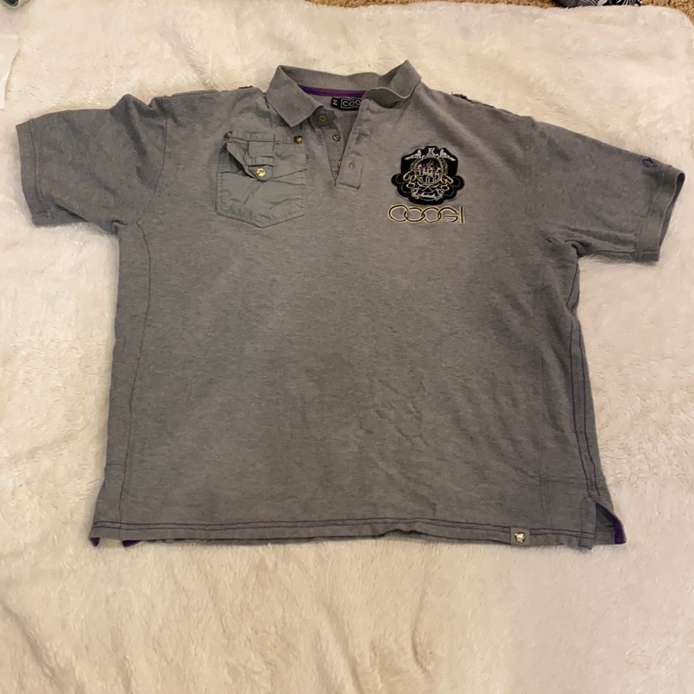 Coogi Australia Mens Polo Shirt  Gray Size XXL